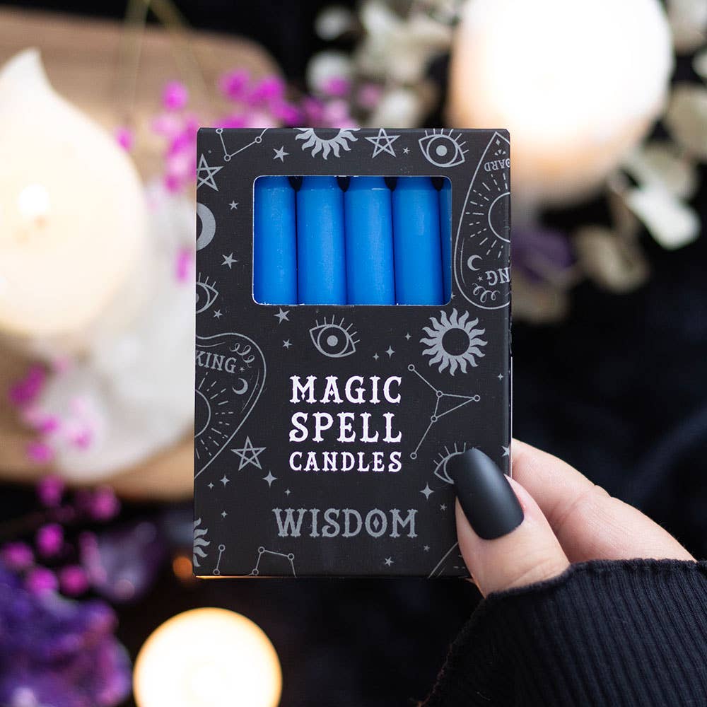 Set of 12 Blue 'Wisdom' Magic Spell Candles
