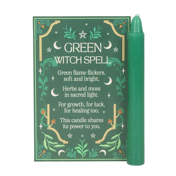 Pack of 12 Green Witch Spell Candles