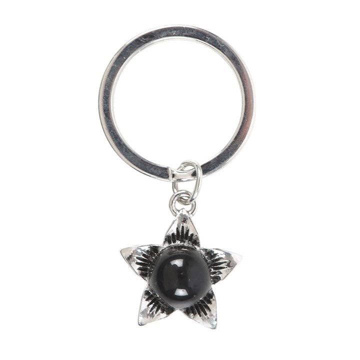 Deadly Nightshade Gothic Keyring with Black Obsidian