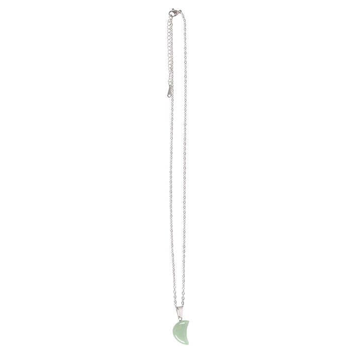 Green Aventurine Crystal Moon Necklace on Greeting Card